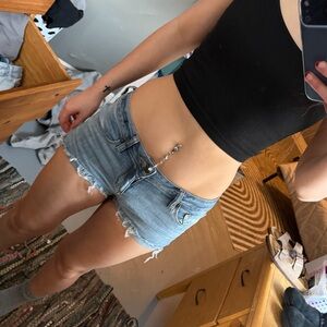 Trendy Light Blue Denim Cutoff Shorts